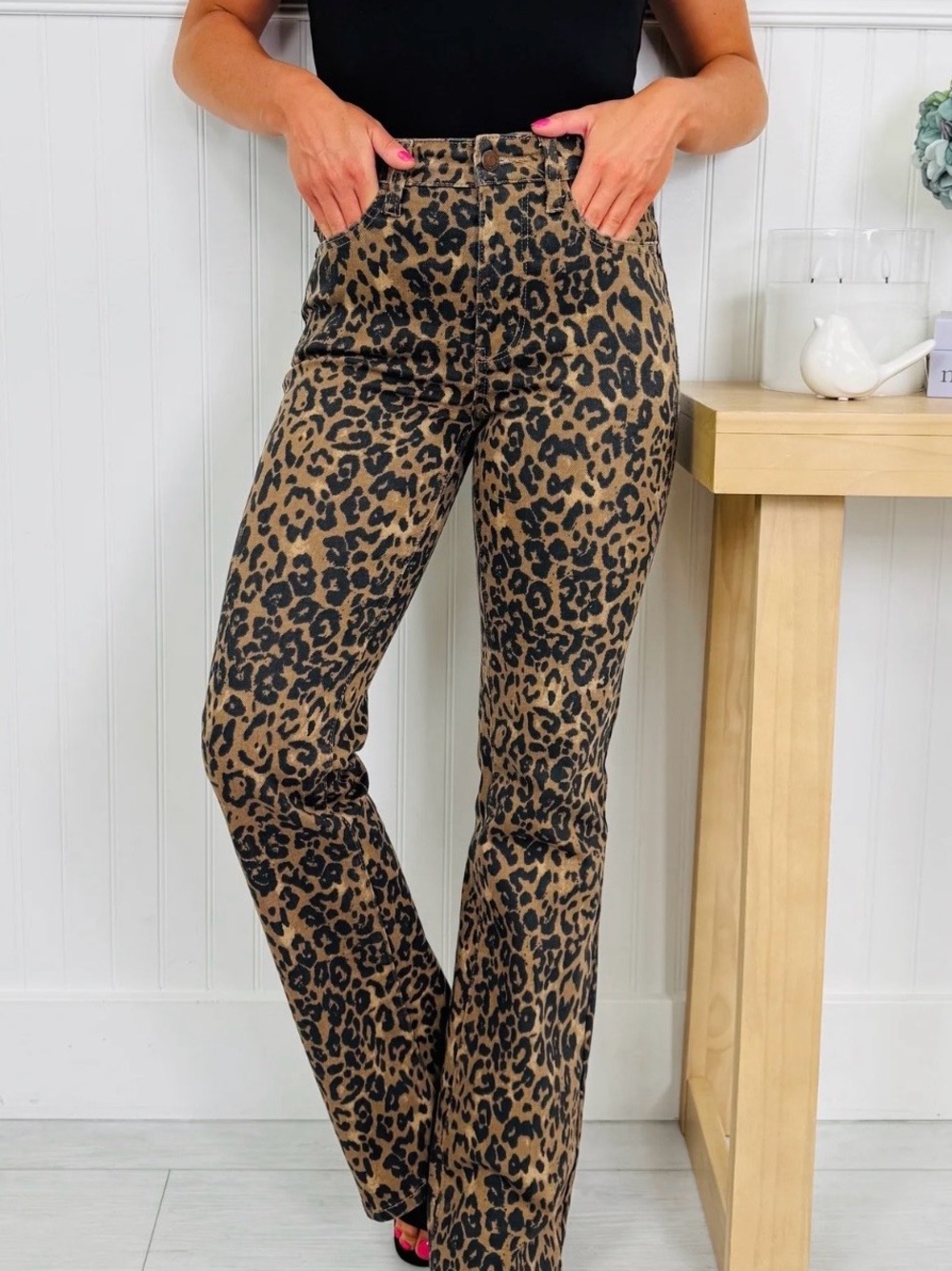 Judy Blue Leopard High-Rise Jeans - Brown & Black